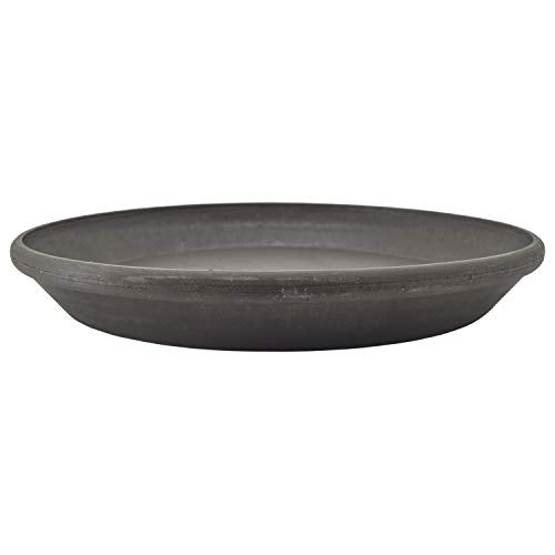 PSW Pot Collection AP35DC 14-inch Plastic/Stone/Wood Composite Plant Saucer Drip Tray – No Drainage Hole (Drillable), Indoor/Outer Water Tray, Dark Charcoal