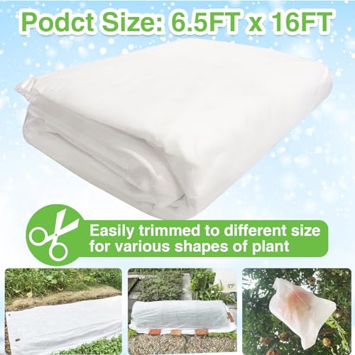Plant Covers Freeze Protection 6.5x16ft Frost Cloth for Winter Outdoor | Plants Frost Blankets for Outdoor Plants as Frost Covers, Garden Row Cover Protects Vegetables Trees from Cold Snow & Sun