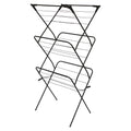 Harbour Housewares 3 Tier Foldable Clothes Airer - Indoor Outdoor Laundry Drying Rack, Steel Frame, 18 Rails, Collapsible Space Saving Clothes Horse, Portable Clothing Dryer, Black