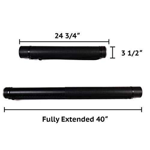 CalPalmy 2-Pack Extendable Poster Tubes Expand from 24.5” to 40” with Shoulder Strap | Carry Documents, Blueprints, Drawings and Art | Black Portable Durable Round Storage Cases with Lids and Labels