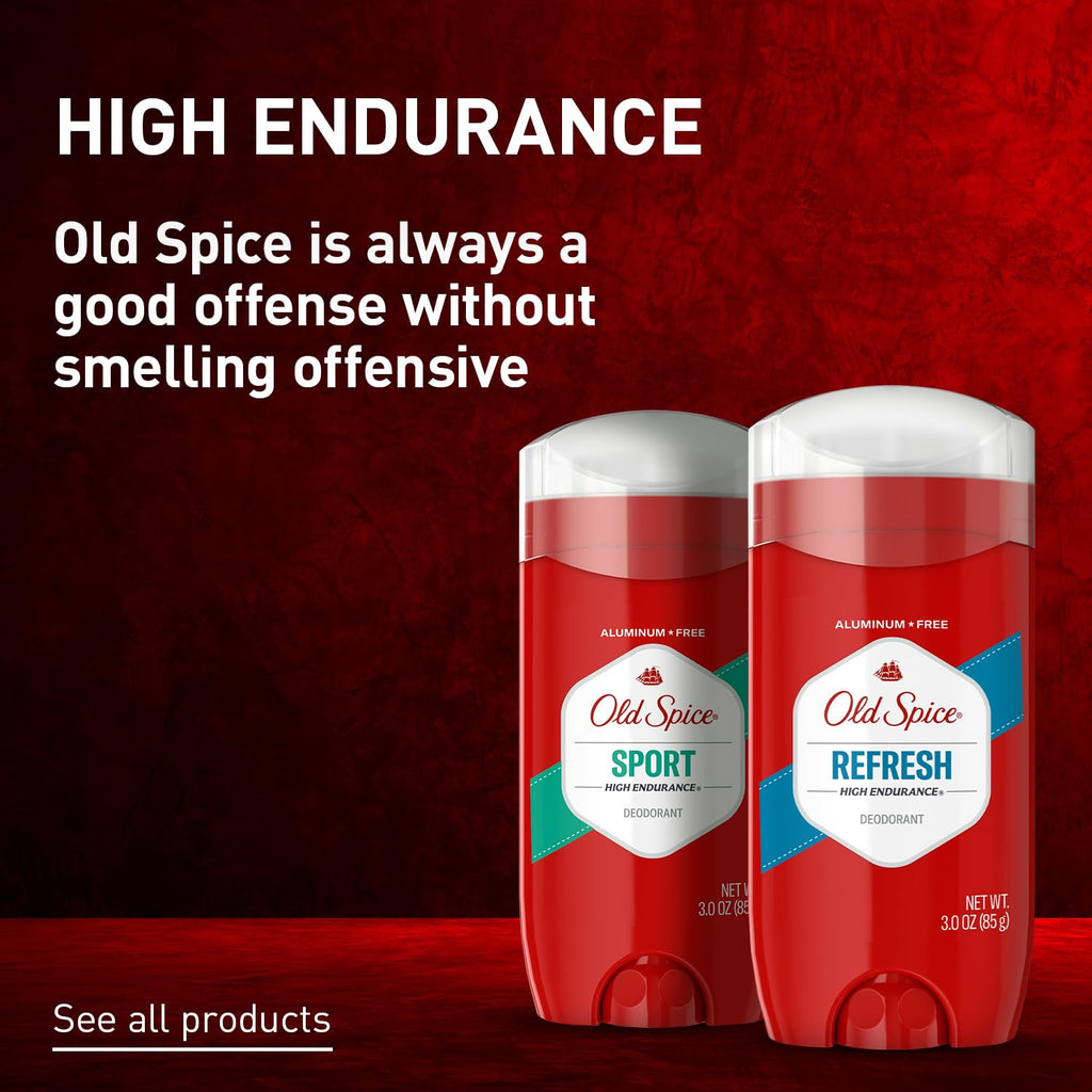 Old Spice Deodorant for Men, Aluminum Free, Sport Scent, 3.0 oz Pack of 3 | 24/7 Odor Protection | 24/7 Freshness & Long-Lasting Scent | Goes on Clean | Citrus & Amber Notes | High Endurance Collection
