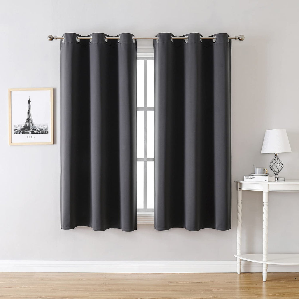 ChrisDowa Blackout Curtains for Bedroom and Living Room 63 Inches Long | 2 Panels Set, Thermal Insulated, Light Blocking, Room Darkening, Grommet, Window Drapes, Dark Grey, 42 x 63 Inch