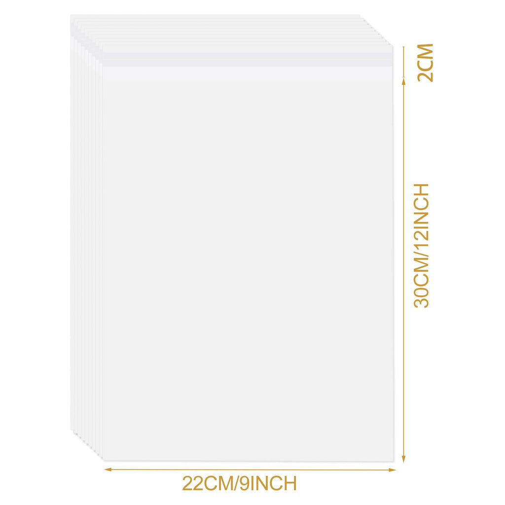 A4 Clear Self-adhesive Bags 100 Pack, 22x30CM Self Sealing Cellophane Display Bag/Sealable Bags, Food Safe, A4 Cello Bags OPP for Cookies,Cards,Envelopes,Pictures