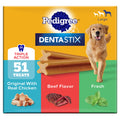Pedigree Dentastix Large Breed Dental Dog Treats, Variety, 51 Count | Original Chicken, Beef, and Fresh flavors, reduces plaque and tartar buildup, cleans teeth, freshens breath, for dogs 40+ lbs