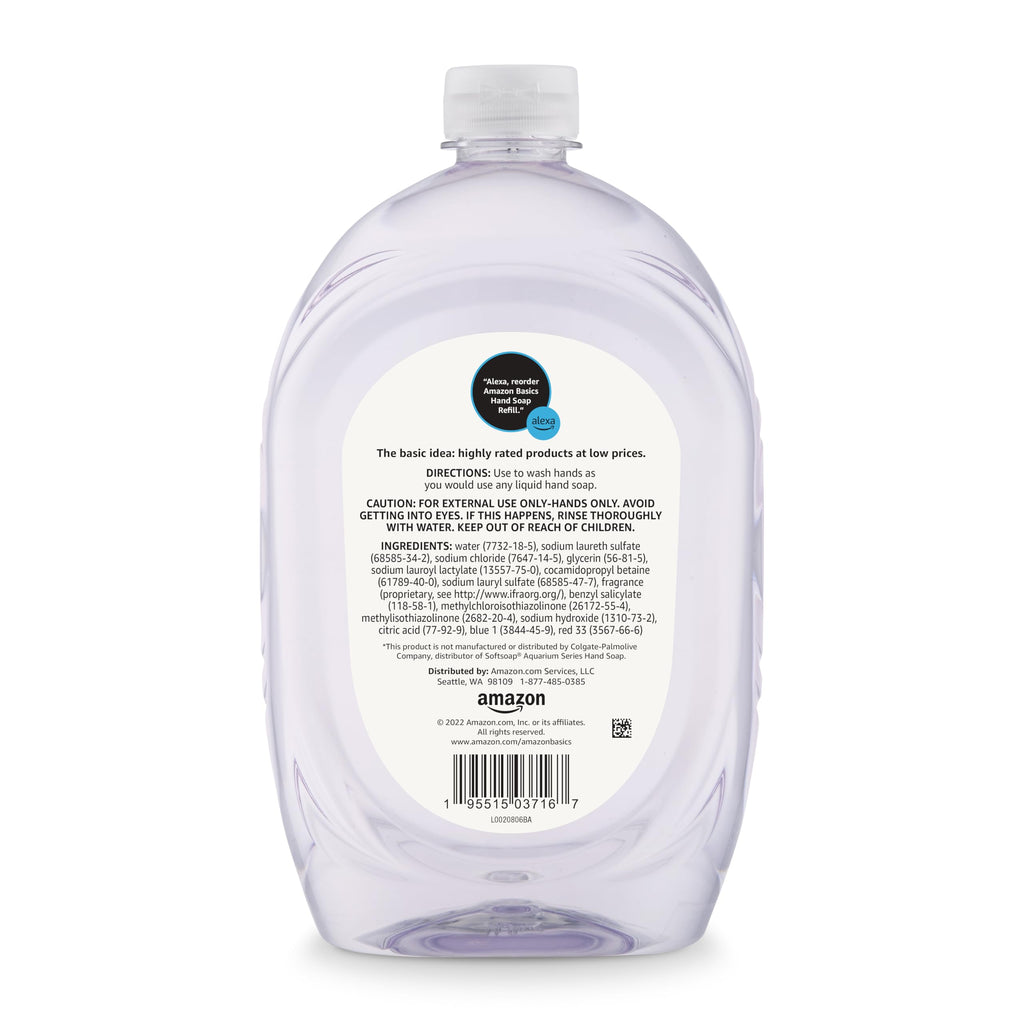 Amazon Basics Gentle & Mild Clear Liquid Hand Soap Refill, Triclosan-Free, Dermatologist-Tested, pH Balanced, Cruelty-Free, 50 Fluid Ounces, 1-Pack (Previously Solimo)