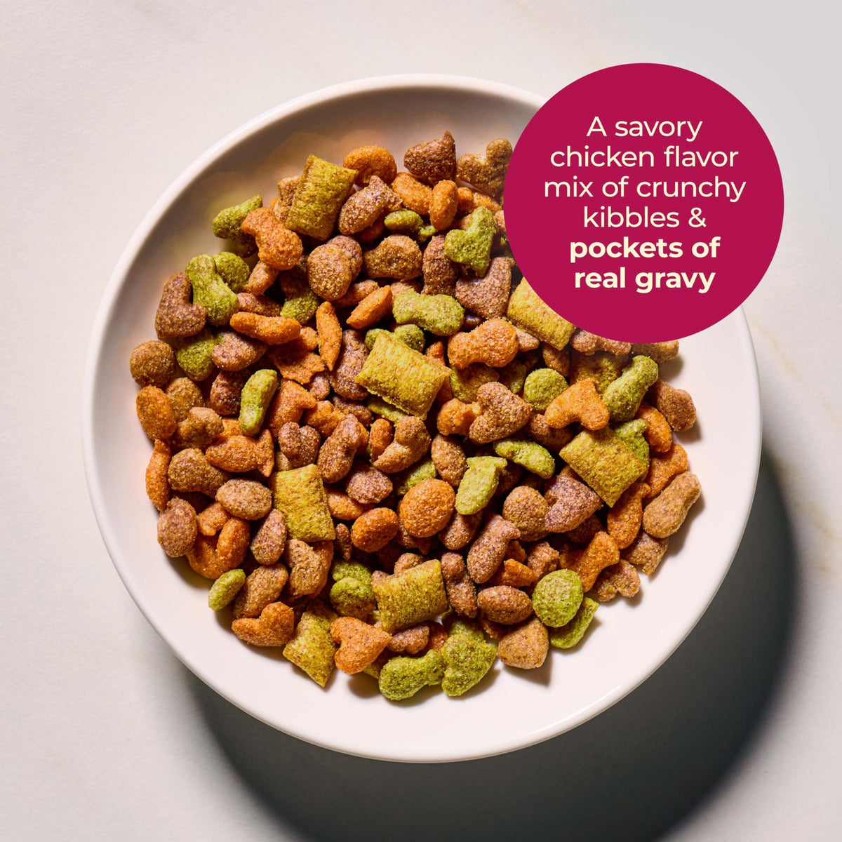 Meow Mix Gravy Bursts Dry Cat Food, 3 lb Bag | Crunchy cat kibble, gravy filled pieces, 100% complete & balanced nutrition
