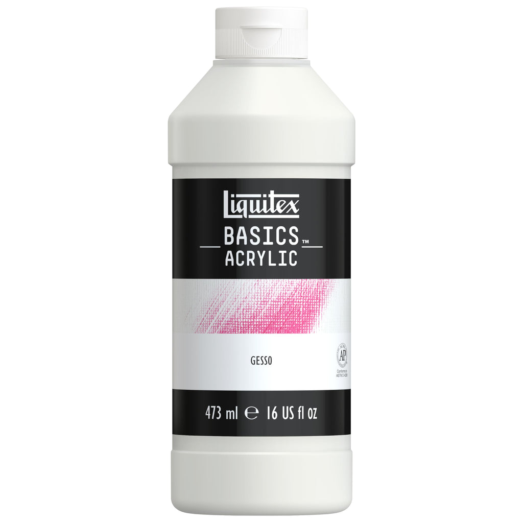 Reeves Liquitex Basics Acrylic Gesso 16 Oz. | Matte white, opaque finish. Creates the ideal absorbency, stiffness and adhesion for paint.