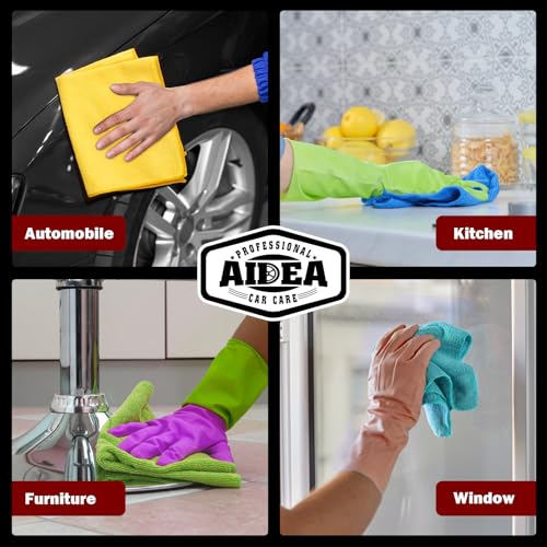 AIDEA Microfiber Cleaning Cloth-50PK, Microfiber Towels for Cars, 12"×12" | Premium Wash Cloths, Dusting Cloth Cleaning Rags, Absorbent Towels for SUVs, House, Kitchen, Window, Cleaning Supplies