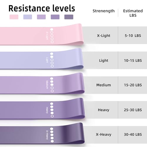 Resistance Bands for Working Out, 5-Pack Loop Exercise Bands for Home Gym | Elastic Stretch Bands For Strength Training, Pilates, Yoga, Physical Therapy, Leg Glute Arm Exercises, Women Men