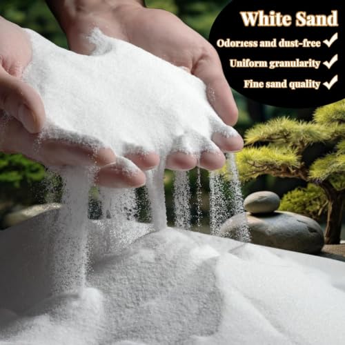 RAINFLOW 15oz Fine White Sand - Quartz Sand for Crafts & Decor | Decorative Sand for Aquarium Tank, Wedding Unity Ceremony, Zen Garden, Vase Filler & Incense Burner & Substrate