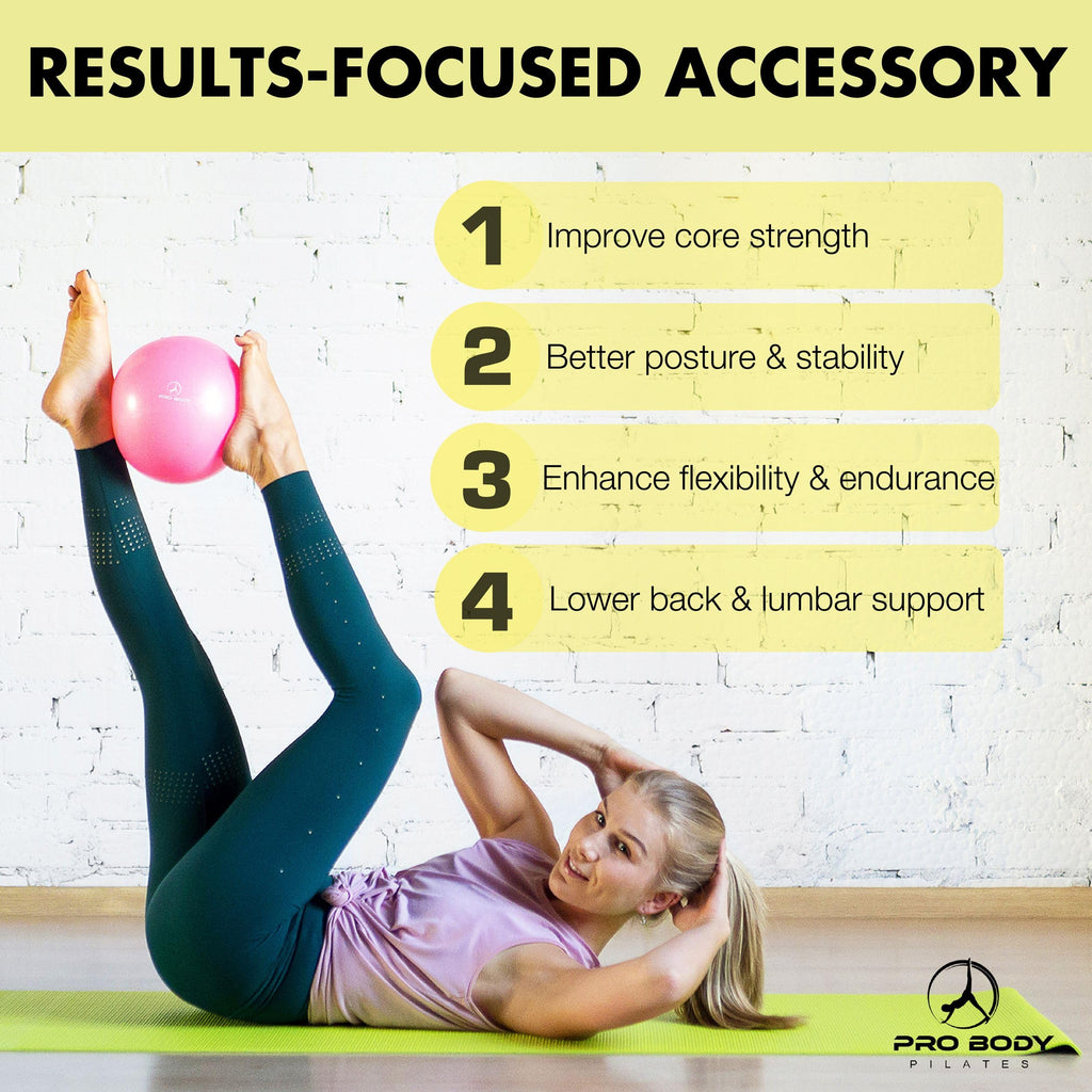 ProBody Pilates Ball Small with Pump - 9 Inch Small Exercise Ball | Anti-Burst, Latex-Free, PT-Grade, Between-Knees Stabilizer, Barre & Postpartum, Pump, Yoga Ball Small