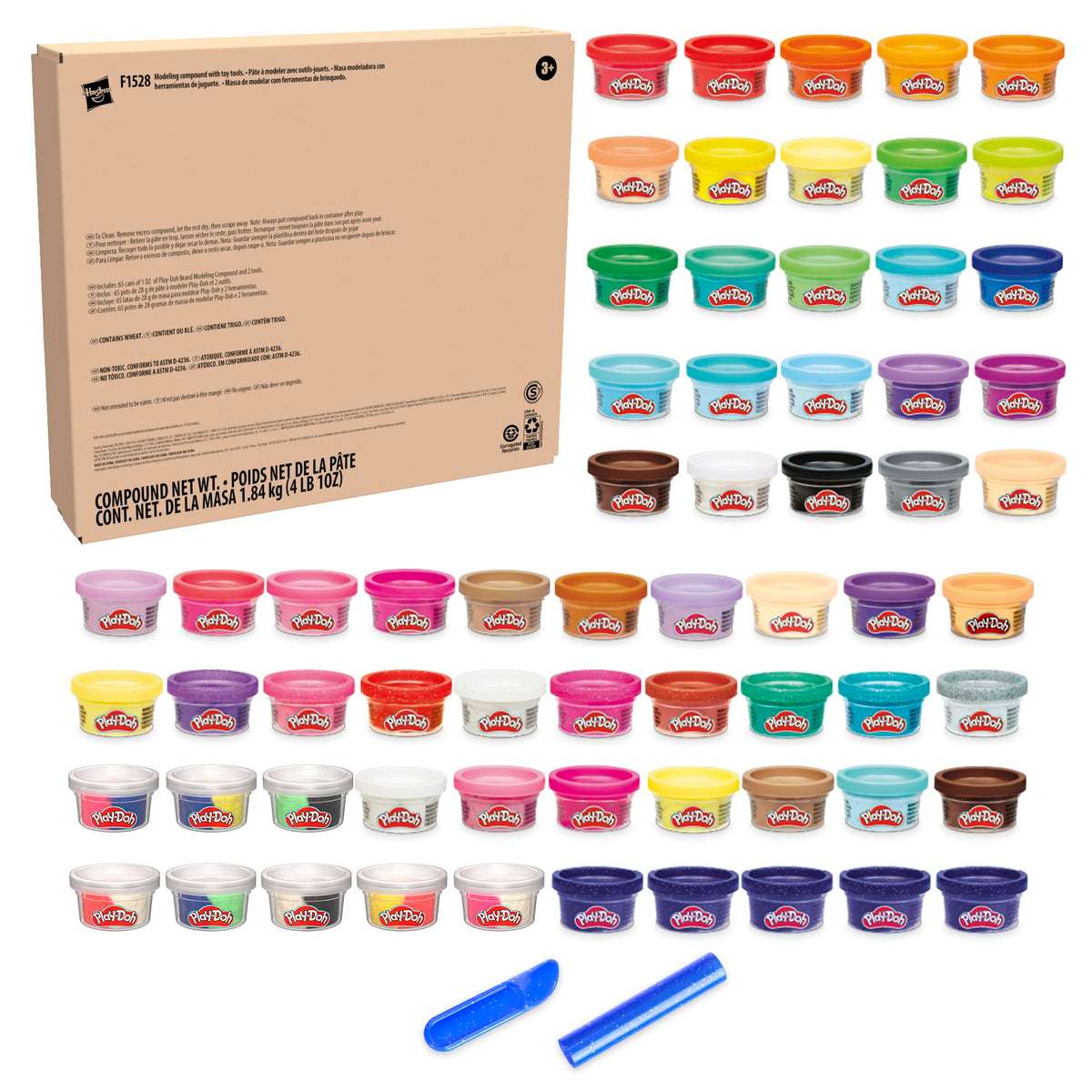 Play-Doh Ultimate Color Collection 65-Pack of 1-oz Cans, Includes Sparkle, Confetti & Color Burst, Back to School Classroom Supplies, Preschool Toys, Ages 2+ (Amazon Exclusive)