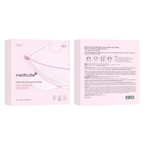medicube Jelly Gel Mask with Salmon DNA PDRN Pink Collagen, Plump & Hydrate | Overnight Face Mask for Glass Glow Skin - Hydration, Firming, Moisturizing & Elasticity Care, Korean Skincare, 28g x 4ea