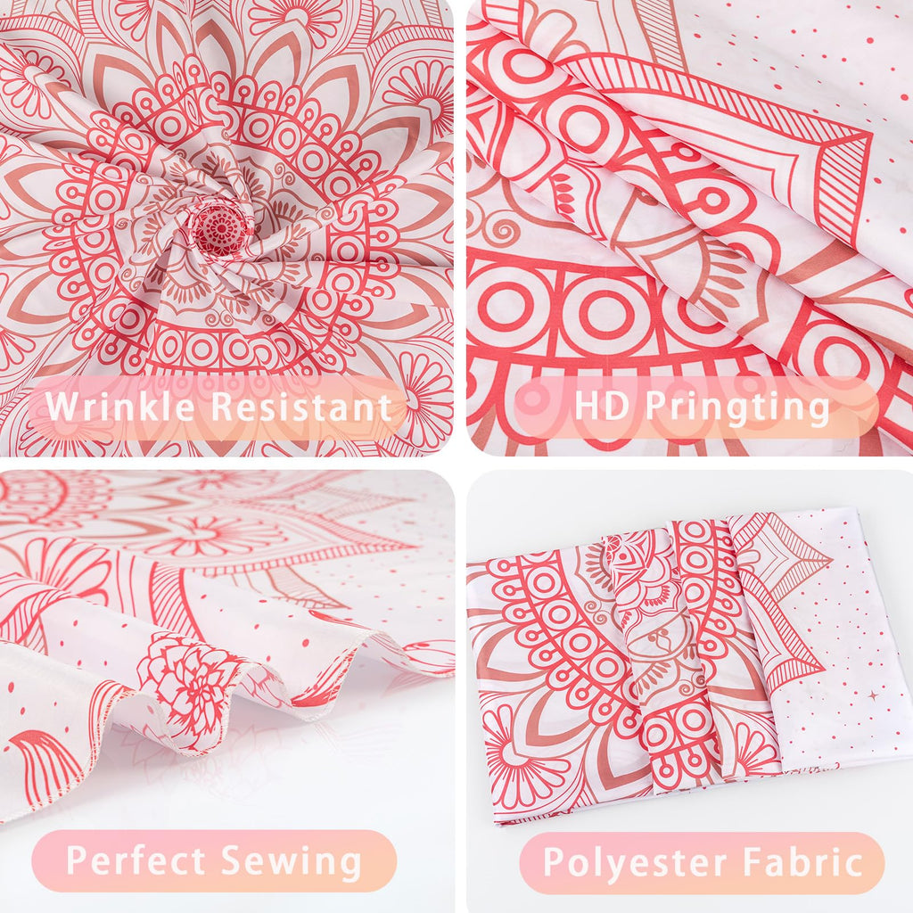 Apdidl Pink Boho Wall Tapestry for Bedroom,Mandala Bohemian Tapestries Girl | Girls Large Light Pink and White Cute Room Wall Hanging, Floral Hippy Flowers Teen Wall Decor Art Aesthetic for Dorm 51"X60"
