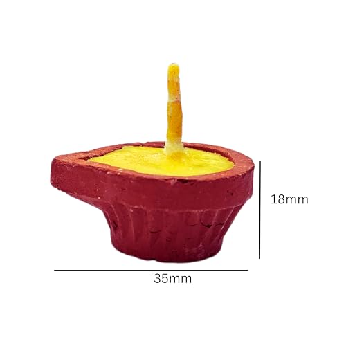 Handcrafted Poojan Clay Ghee Diya Set of 15 - Eco-Friendly Homemade Diya with Premium Cow Ghee Wick for Spiritual Rituals, and Religious Ceremonies, Meditation.