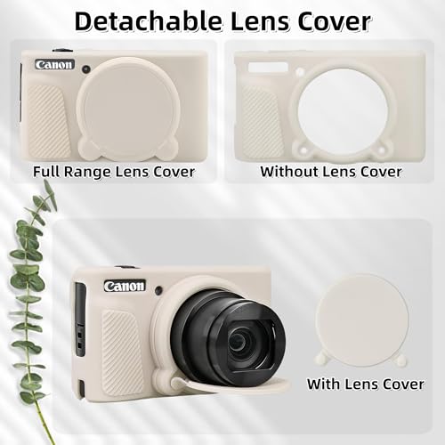 Camera Case for Canon PowerShot SX740/ SX730 Digital Camera, SX740 HS Case | Soft Silicone Protective Case Removable Lens Cover, Comes with 2 Screen Protectors and 1 Wrist Strap. (Mist White)
