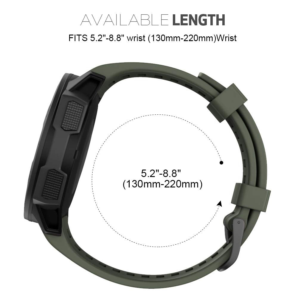 NotoCity for Garmin Instinct Band, Soft Silicone Replacement Watch Strap Compatible with Garmin Instinct 2/ Solar/Tactical(Army Green)