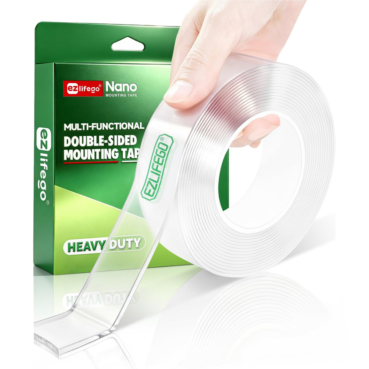 EZlifego Heavy Duty Invisible Bond Nano Double Sided Mounting Tape, 9.85FT | Nano-Tech, Holds up to 72 lbs, All-Purpose, Instant Hold, Industrial-Strength Adhesive, Indoor & Outdoor Decor,Back to School