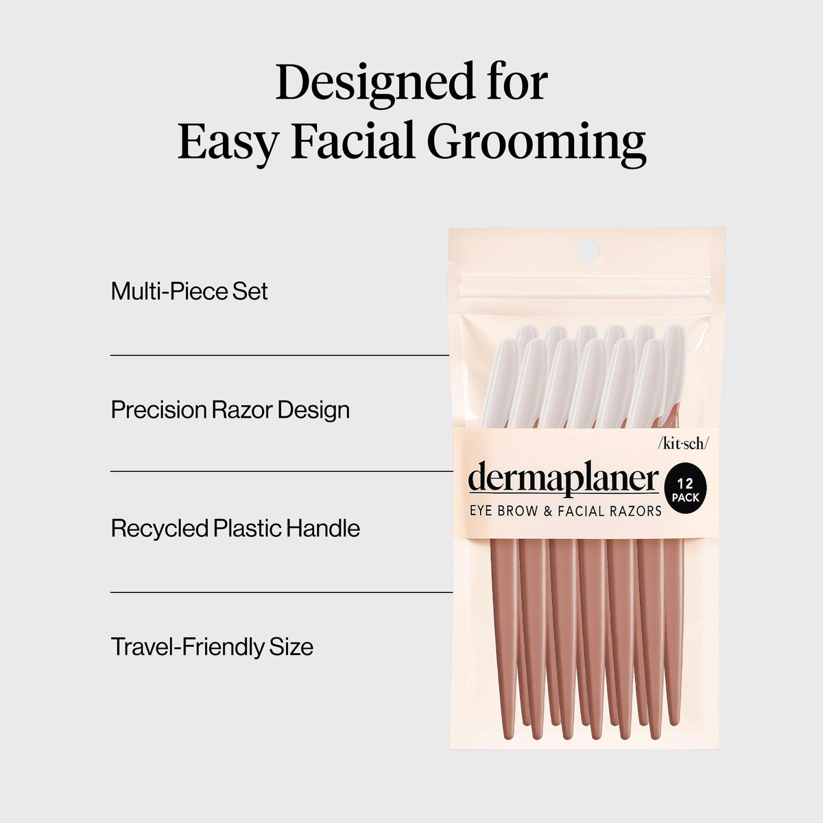 Kitsch Dermaplane Razor for Women Face – Terracotta, 12 pcs | Face Razors for Women & Men, Eyebrow Razor & Face Shaver – Exfoliating Facial Razor & Dermaplaner as Tool for Smoother Skin