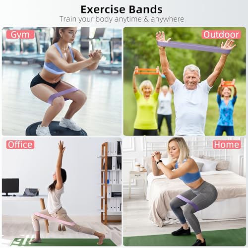 Resistance Bands for Working Out, 5-Pack Loop Exercise Bands for Home Gym | Elastic Stretch Bands For Strength Training, Pilates, Yoga, Physical Therapy, Leg Glute Arm Exercises, Women Men
