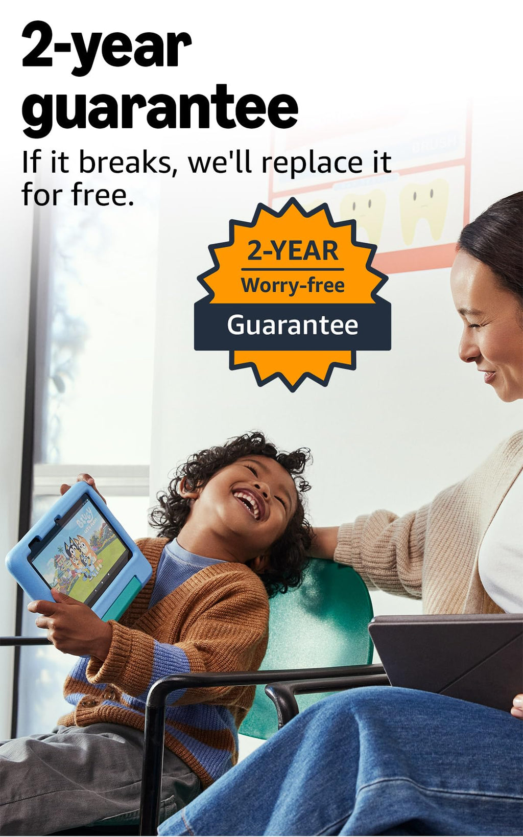 Amazon Fire 7 Kids tablet, ages 3-7. Top-selling 7" kids tablet on Amazon. Includes ad-free and exclusive content, easy parental controls, 10-hr battery, 16 GB, Blue