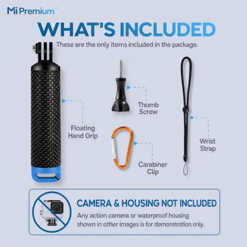 Floating Hand Grip Waterproof Monopod for GoPro Hero 13 12 11 10 9 8 7 6 5 | Compatible with Hero Session Black Silver Handler & Handle Mount Accessories Kit for Water Sport & Action Cameras (Blue)