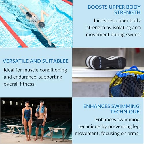 Sporti Unisex-Adult Swim Training Pull Buoy Leg Float, EVA 5-Layer | 9.5 x 3.5 x 6 In, Upper Body Drills, Muscle Conditioning, Pool Beginner To Advanced, Training Aid, Swimmer Accessories