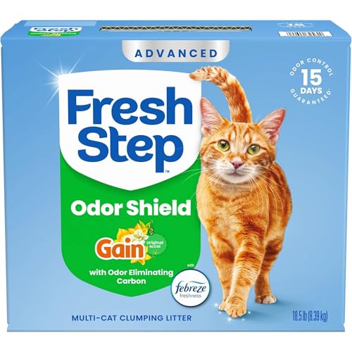 Fresh Step Advanced Odor Shield Clumping Cat Litter with Gain, 18.5 lb, 2Pk | Odor Shield with Ammonia Block Technology, Low Dust, Multi Cat, Compatible with Most Automatic Litter Boxes