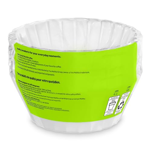 Amazon Basics Basket Coffee Filters for 8-12 Cup Coffee Makers, White, 200 Count, Packaging May Vary