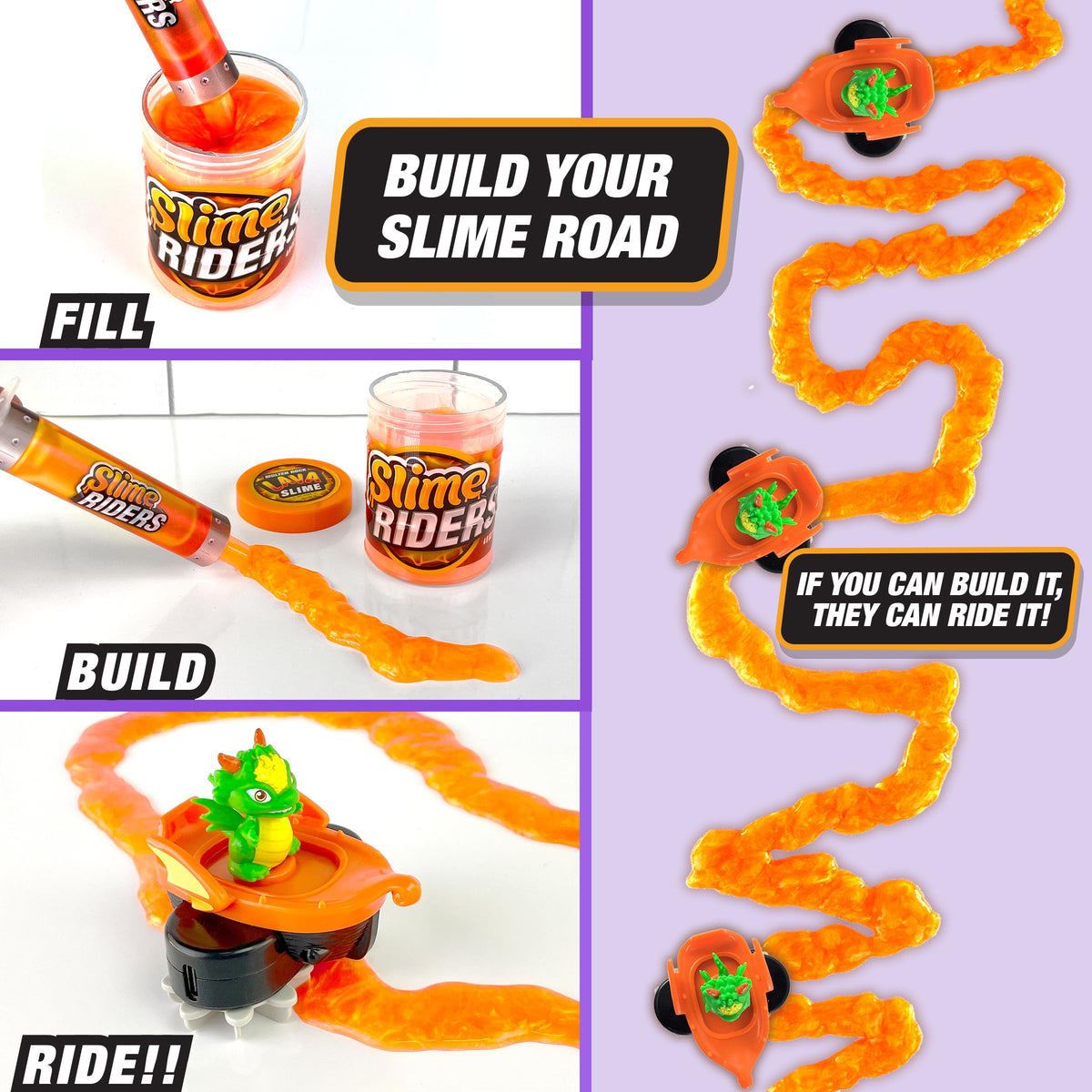 Slime Riders Motorized Rechargeable Toy Car Slime Race Track Builder Kit | The Original Slime Rider - Draco The Dragon