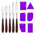 Painting Palette Knife- 5pcs Palette Knives With 6 Plastic Scrapers Set | 11Pcs Art Paint Tool Stainless Steel Spatula for Oil, Canvas, Acrylic Painting & Cake Decorating