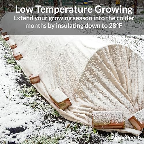 AlpineReach Plant Covers Frost & Sun Protection 10 x 30 ft - Thick 1.2 oz/yd² Freeze Blanket to Low 28 °F Temperatures Floating Row, Garden Fabric Material, Protect in Winter Cold, Gardening Down