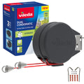 Vileda Dual Cordomatic Retractable Washing Line, 30m (2 x 15m Clothes Line) | Holds up to 30kg, Extendable Clothes Line with Automatic Retraction, UV‑Protected Case, Wall Mounted for Indoor & Outdoor Use