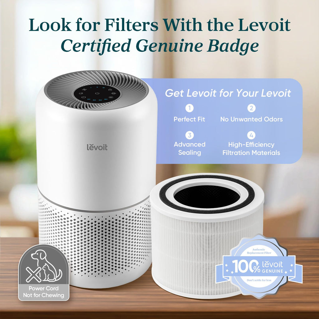 Levoit Air Purifier for Home Pets Hair Allergens in Bedroom Quiet Purifiers | Quiet HEPA Sleep Mode, Remove 99.97% Dust Pollen Smoke Pet Odor, AHAM VERIFIDE, Core300-P, Up to 1073 ft², White