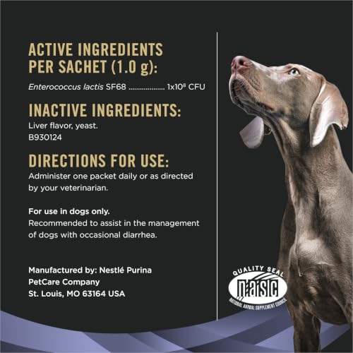 Purina Pro Plan Veterinary Supplements FortiFlora Dog Probiotic Supplement | FortiFlora Probiotic Supplement with strain of probiotics promotes intestinal health and can help management of diarrhea