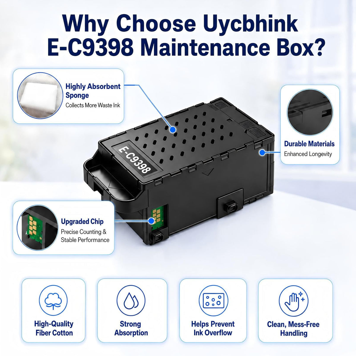 C9398 Ink Maintenance Box Compatible with ET-2418 ET-2900 ET-2903 ET-4903 | ET-1910 ET-1913 ET-2410 Printer, High Capacity, New Chip 100% Compatible C9398 Maintenance Box