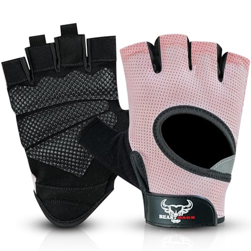 BEAST RAGE Workout Gloves for Men and Women, Fingerless Weight Lifting Gloves with Palm Protection Padding, Breathable and Lightweight Gym Gloves for Weightlifting, Cycling, Exercise, Training Pull Up