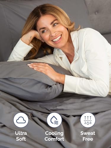 CGK Extra Deep Queen Sheet Set - 6pc Cooling Sheets - Grey | Hotel Luxury Bed Sheets Set, Easy & Secure Fit, Ultra-Soft, Wrinkle & Fade Free, Comfy Sheets Set with Extra Deep Pockets