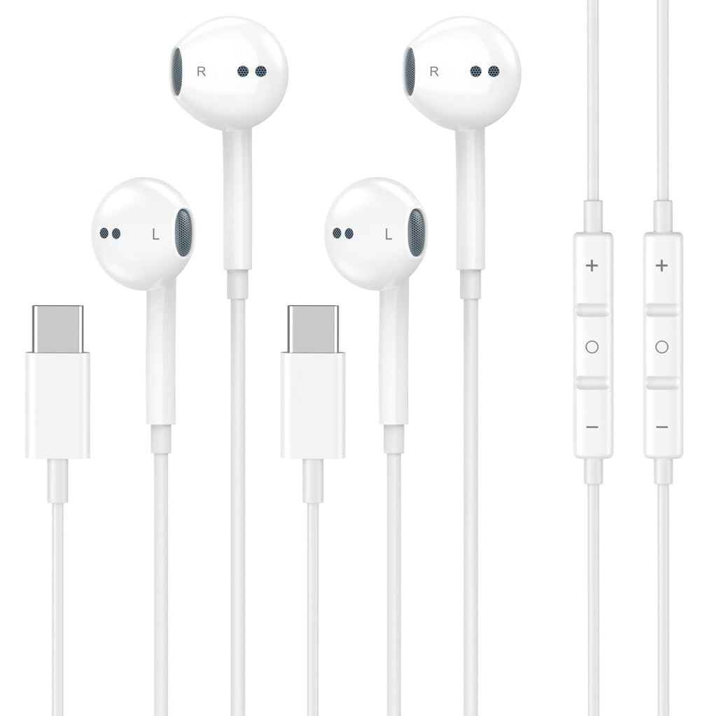2 Pack [Apple MFi Certified] USB C Headphones Wired for iPhone 18 17 16 15 | Wired Earbuds with Microphone & Remote Control Noise Cancelling Type C Earphones for iPhone Duo 18 17 16 15 Pro Max, Galaxy