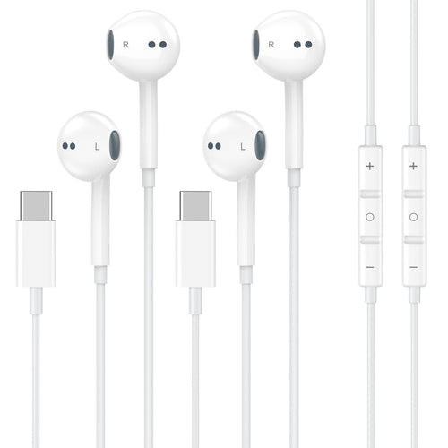 2 Pack [Apple MFi Certified] USB C Headphones Wired for iPhone 18 17 16 15 | Wired Earbuds with Microphone & Remote Control Noise Cancelling Type C Earphones for iPhone Duo 18 17 16 15 Pro Max, Galaxy