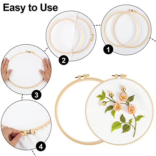 6 Pcs Embroidery Hoop, Round Plastic Cross Stitch Hoop with 16 Needles (3.6In to 10.7 in), Small Embroidery Hoop, Cross Stitch Hoops and Frames, Suitable for Embroidery, Craft Sewing