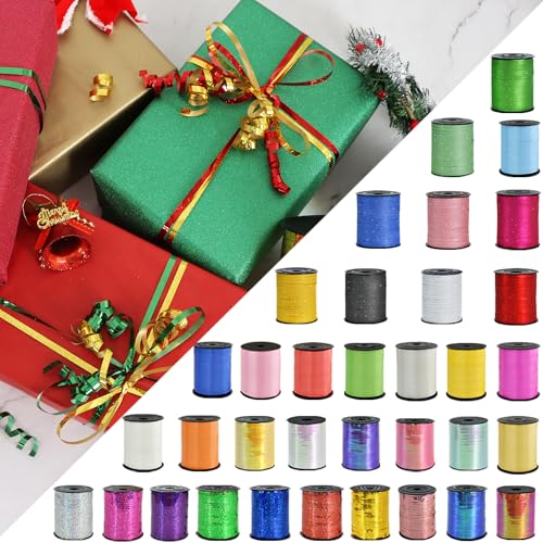 BEISHIDA 500 Yards Silver Ribbon Curling Crimped, Balloon String Shiny Metallic Roll for Gift Wrapping Ribbon for Birthday Party Festival Art Craft Decor Florist Flowers Decoration