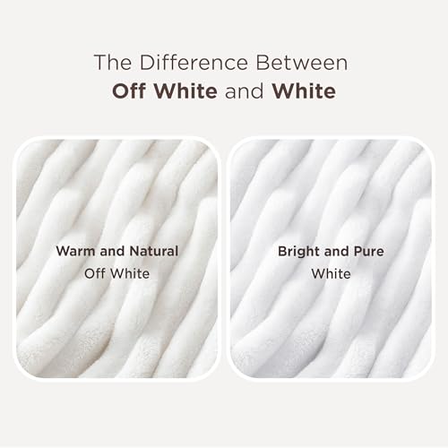 Bedsure GentleSoft White Throw Blanket for Couch - Halloween Decorations for Fall Home Living Room Decor, Cozy Fleece Blanket, Christmas Birthday Gifts for Women Mom Her Girls, Off White, 50x60 in