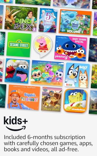 Amazon Fire 7 Kids tablet, ages 3-7. Top-selling 7" kids tablet on Amazon. Includes ad-free and exclusive content, easy parental controls, 10-hr battery, 16 GB, Blue