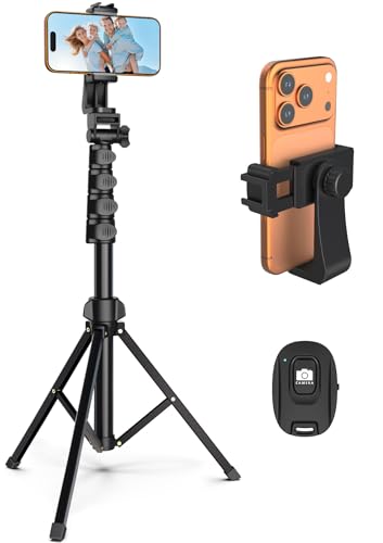 Liphisy 64” Tripod for Cell Phone & Camera with Remote and Phone Holder | Sturdy & Stable Height Adjustable Multi-Angle Shot Selfie Stick Tripod for Video Recording