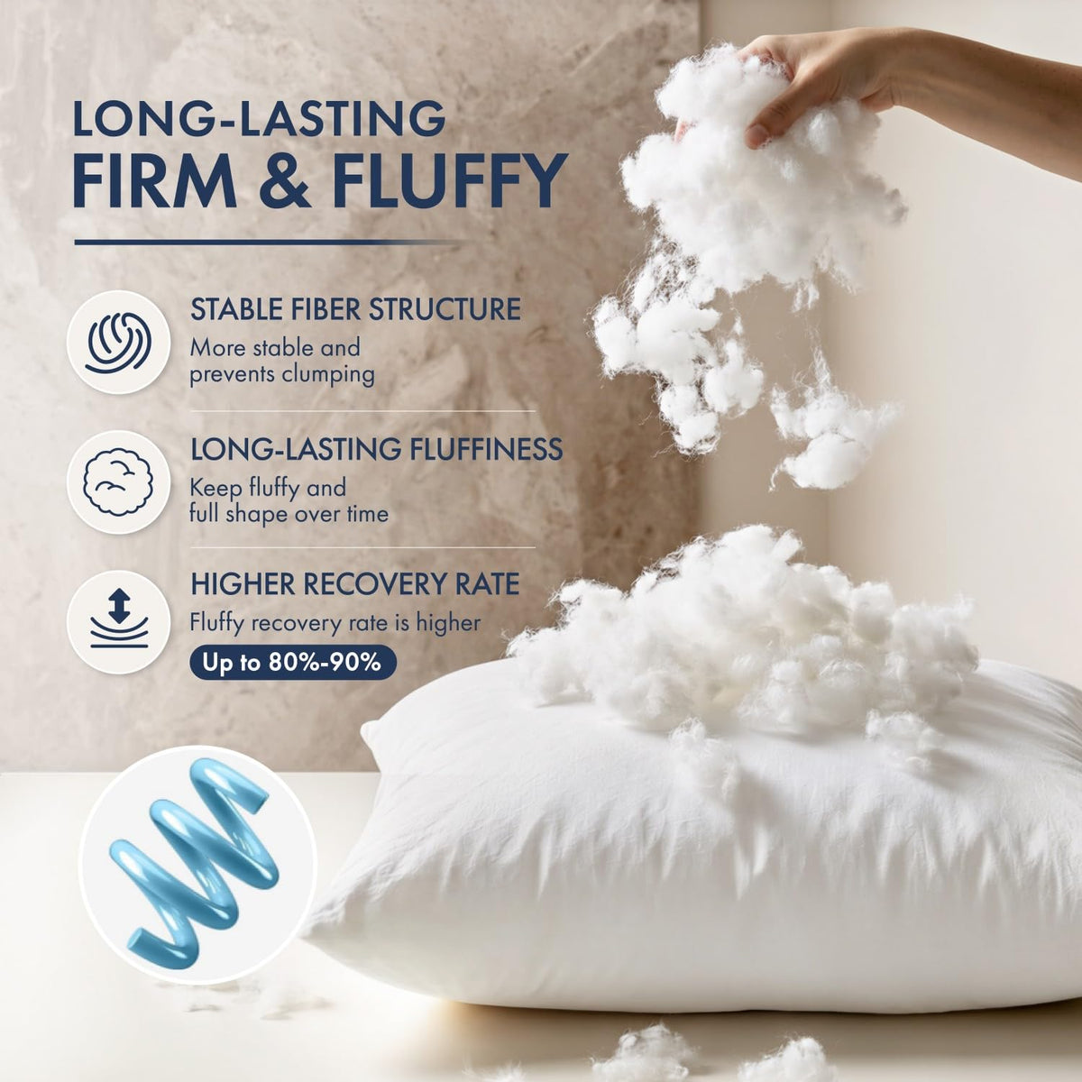 MIULEE 18x18 Throw Pillows Inserts 2 Pack, Decorative Pillows for Couch Bed | 100% Virgin Filling, Full and Fluffy, Lumbar, Back and Neck Support