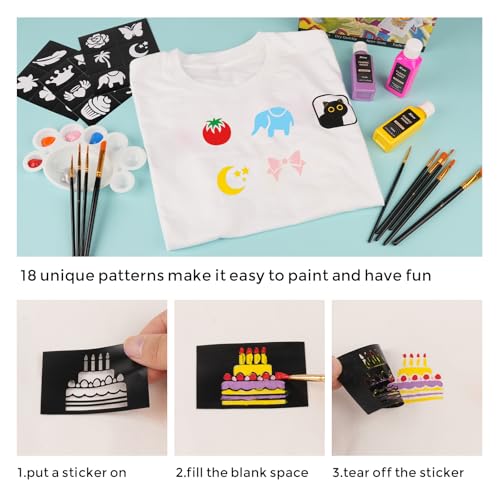 24 Colors Fabric Paint For Clothes Permanent, Soft Fabric Paint in Bottles with 10 Brushes ，Stencils& Palette,Non-Toxic Textile Paint for Shoes，Jeans ，Bags& DlY Projects(60ml/2oz)