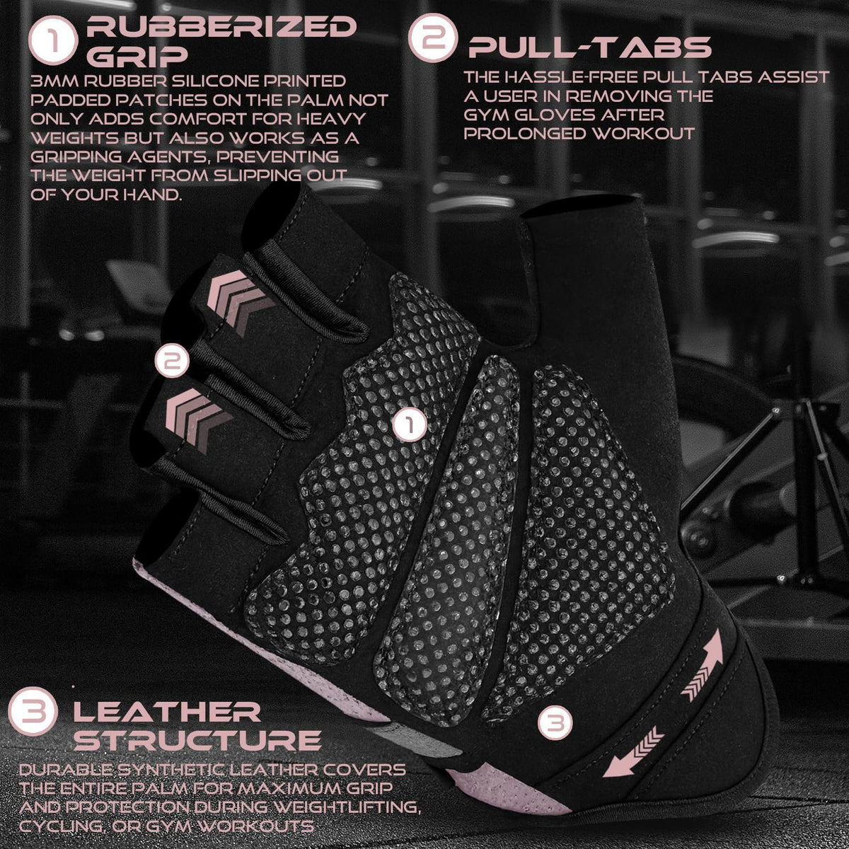 BEAST RAGE Workout Gloves for Men and Women, Fingerless Weight Lifting Gloves with Palm Protection Padding, Breathable and Lightweight Gym Gloves for Weightlifting, Cycling, Exercise, Training Pull Up