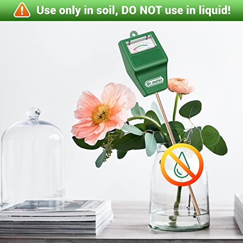 Dr.meter Soil Moisture Meter for Plants, Plant Water Gauge Test Kit | Soil Tester Hygrometer Sensor for Houseplants Garden Lawn Farm,Greenhouse, Gardening Gifts, No Battery Needed