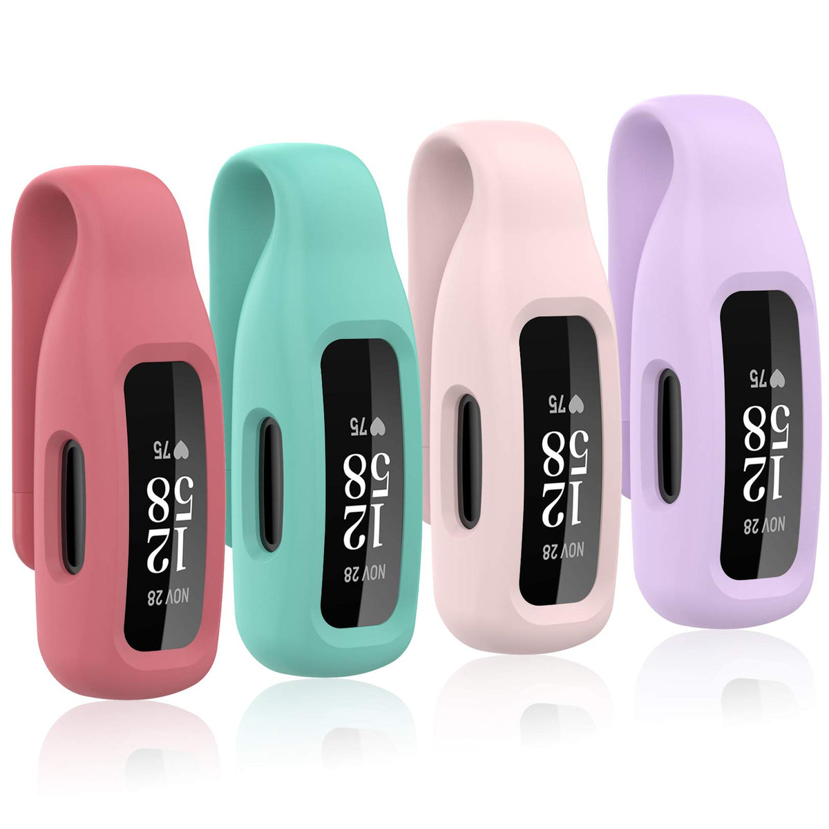 Huadea 4-Pack Clip Case Compatible with Fitbit Inspire 2/Fitbit Inspire 3, Soft Silicone Clip Clasp Accessory Replacement for Inspire 3/Inspire 2